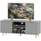 HOMCOM TV Stand with Storage for 55 Inch TV, Modern TV Cabinet with 2 Open Shelves and 2 Cabinets for Living Room, Grey