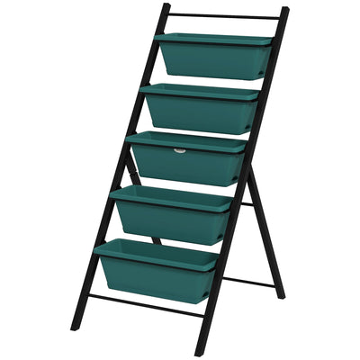 Outsunny 5-Tier Vertical Garden Planter Outdoor Plant Stand with 5 Container Boxes for Vegetables Flowers Green 