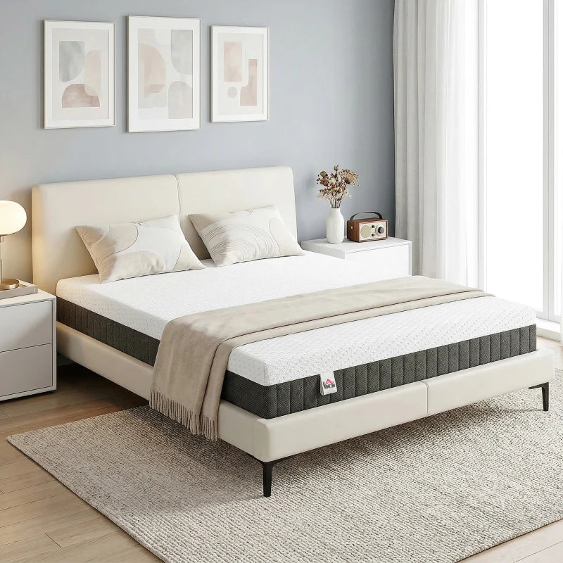HOMCOM 10" Cooling Memory Foam Mattress in a Box with Pressure Relief & Lumbar Support – Medium Firm