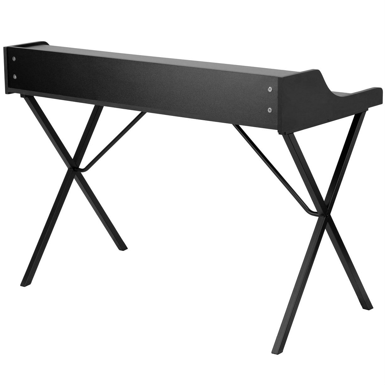 Modern Black Office Table Computer Desk with Raised Top Shelf - Free Shipping