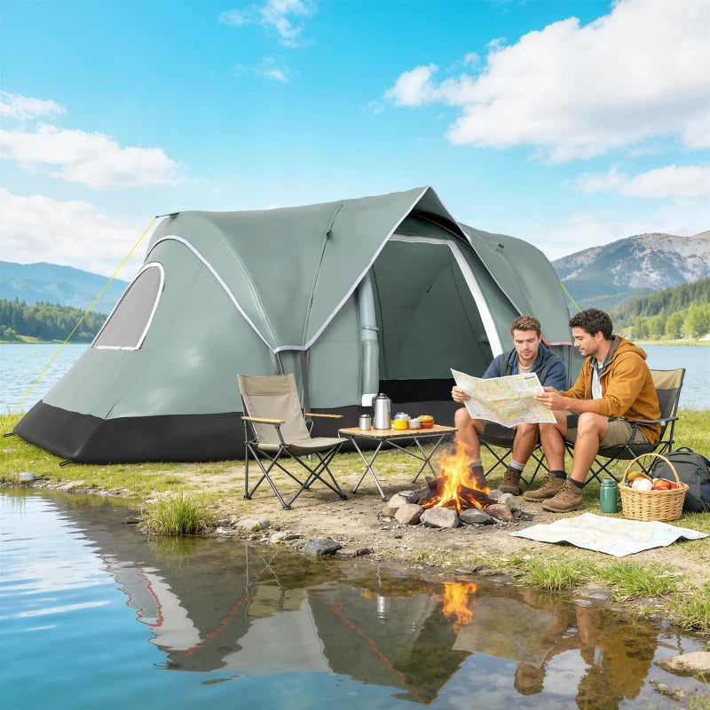 5-6 Person Family Tent, Outdoor Camping Tent with Lighting Hook, Carrying Bag for Camping, Hiking and Travelling, Green