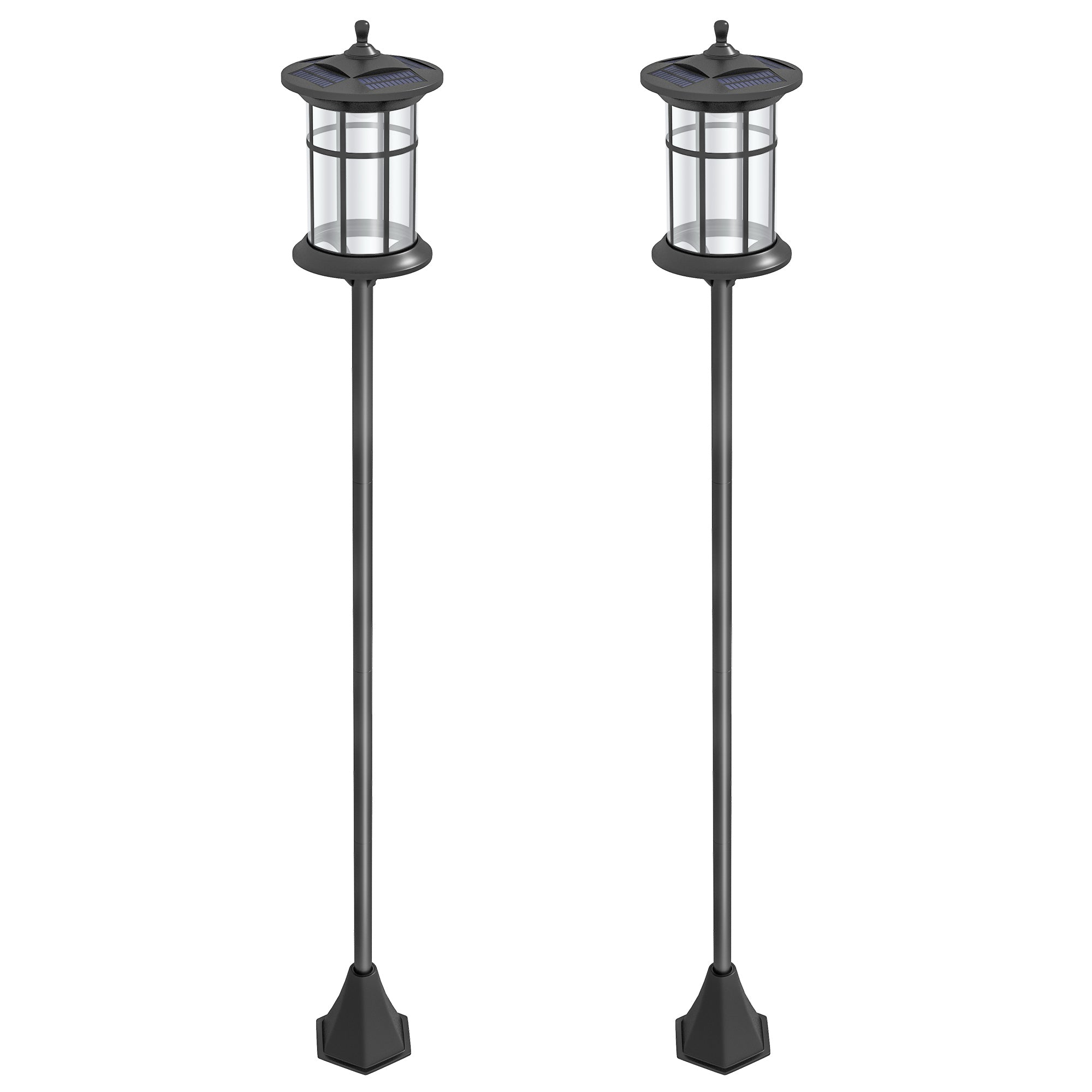 Outsunny 72" Cool White LED Solar Post Light 2 Pack: Waterproof IP44 Outdoor Lamp for Patio, Garden, Backyard, Pathway 