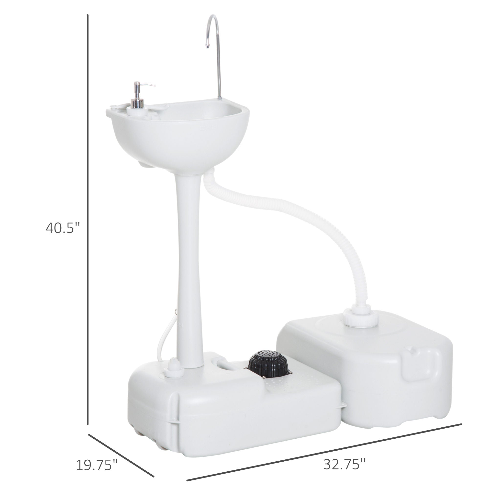 Outsunny Portable Camping Hand Wash Station Sink with 17L Fresh Water Tank 24L Waste Tank Soap Dispenser Outdoor 