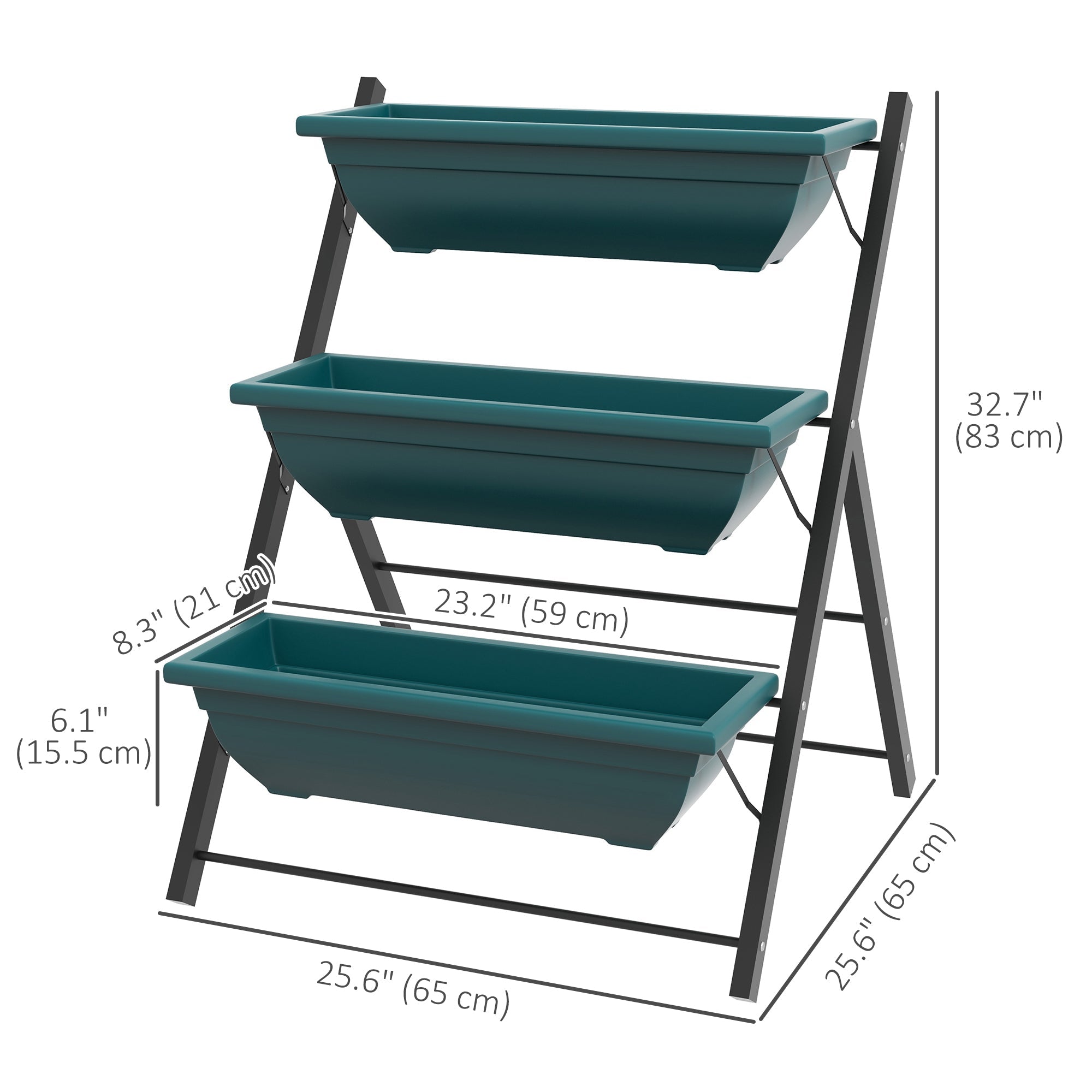Outsunny 3-Tier Vertical Garden Planter Outdoor Plant Stand with 3 Boxes for Vegetables Flowers Grow Container 