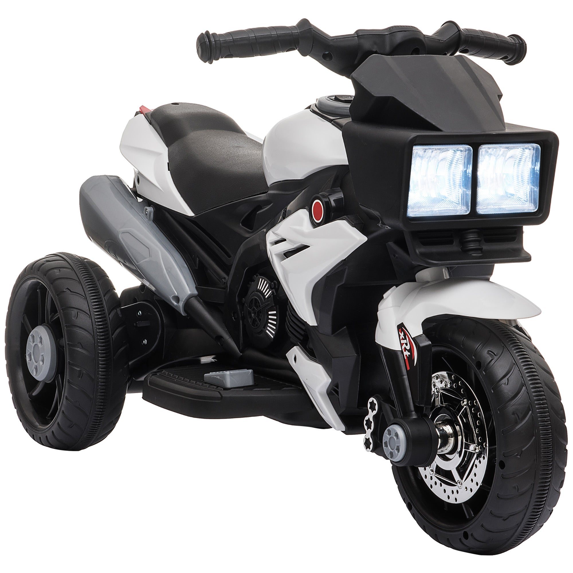 Aosom Kids Electric Pedal Motorcycle Ride-On Toy 6V Battery Powered with Music Horn Headlights for Boys and Girls White 