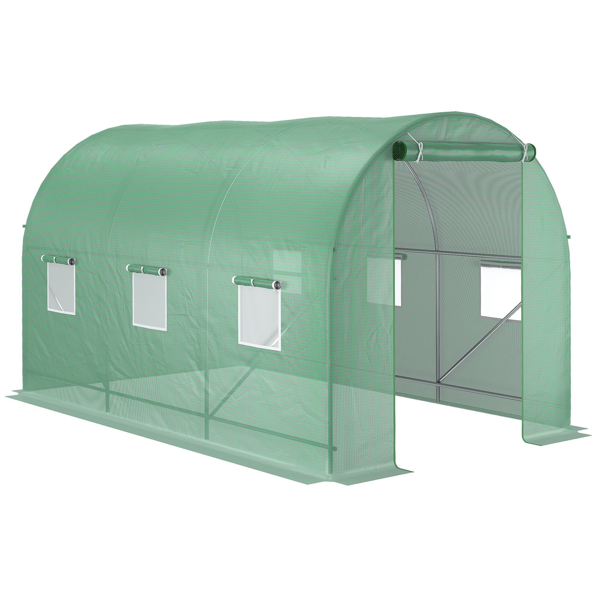 Outsunny Walk-in Tunnel Grow House: 11.5x6.6 Outdoor Plant Growing Hot House with Roll Up Door 