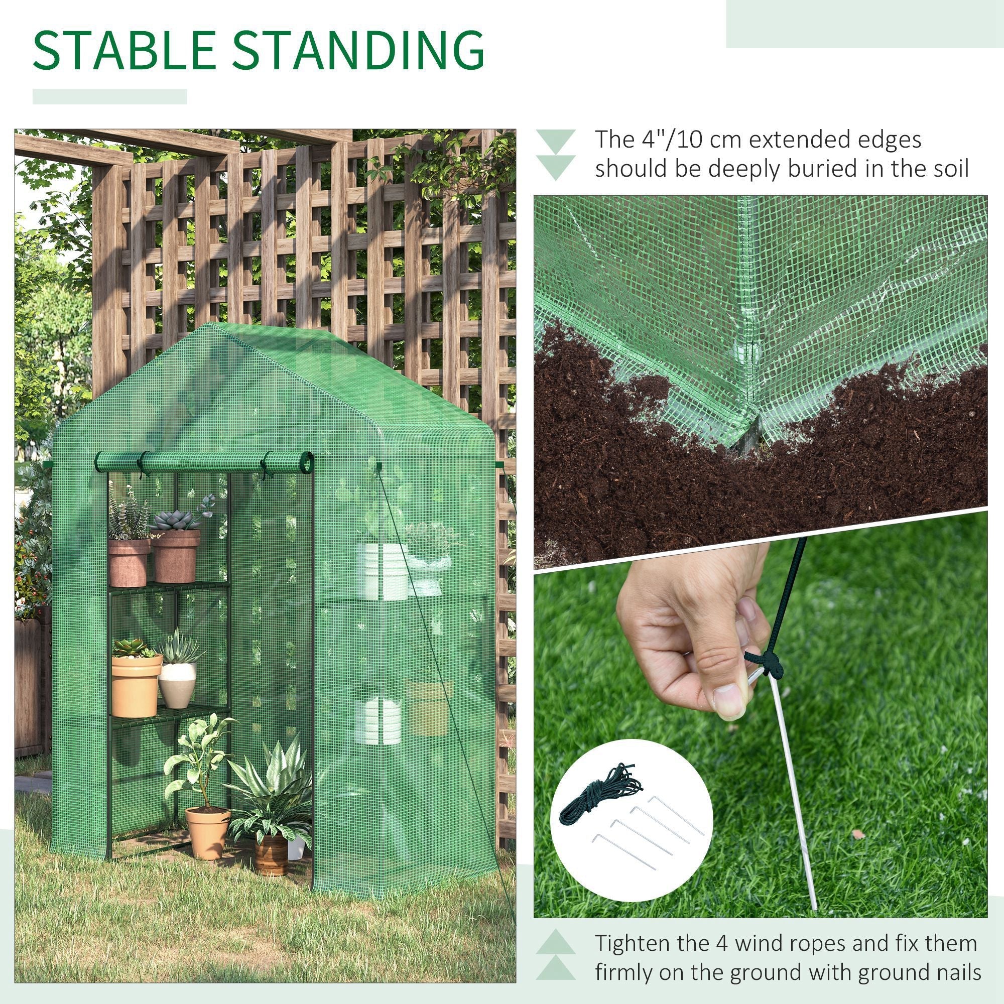 Outsunny Mini Walk-in Grow Room: 556" x 29" x 77" with 4 Shelves Roll-Up Door Weatherized Cover, Deep Green 