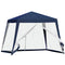 Outsunny 10x10ft Outdoor Party Tent Patio Canopy Gazebo with Netting Sun Shade Shelter Garden Blue