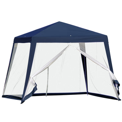 Outsunny 10x10ft Outdoor Party Tent Patio Canopy Gazebo with Netting Sun Shade Shelter Garden Blue 