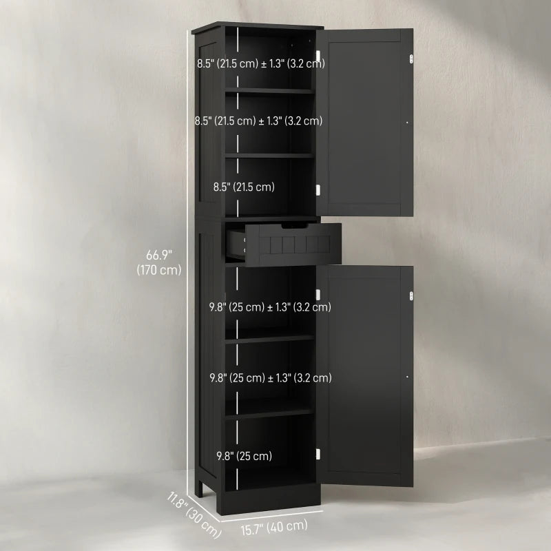 Freestanding Bathroom Cabinet with Drawer and 2 Doors, Tall Bathroom Cupboard for Kitchen, Study, Living Room