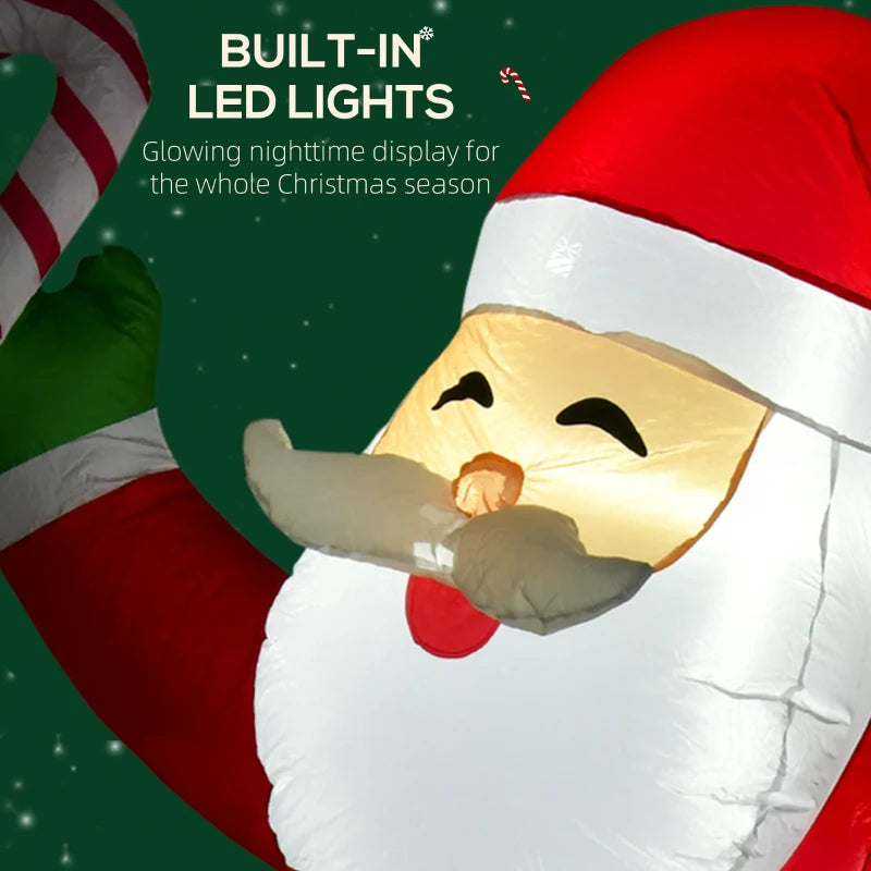 Outsunny 8ft Inflatable Christmas Santa Claus – LED Light-Up Blessings Sign, Outdoor Blow-Up Yard Display 