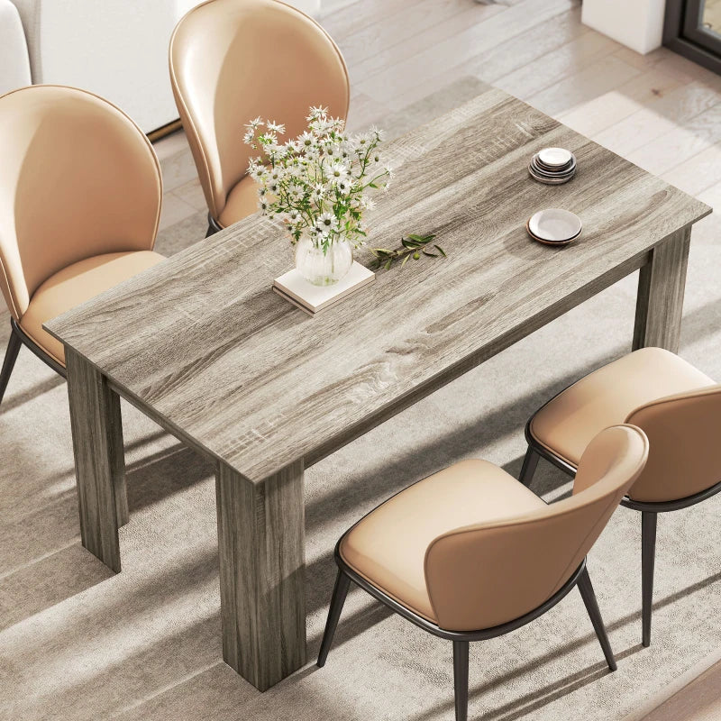 63" Kitchen Table for 4-6 People, Dining Table with Wood Effect for Dining Room, Grey