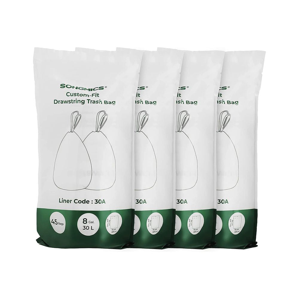 Songmics Heavy-Duty 8-Gallon (30L) Drawstring Trash Bags – Leak & Tear Resistant