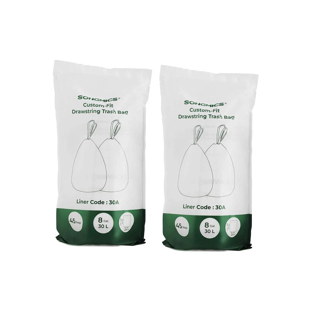 Songmics Heavy-Duty 8-Gallon (30L) Drawstring Trash Bags – Leak & Tear Resistant