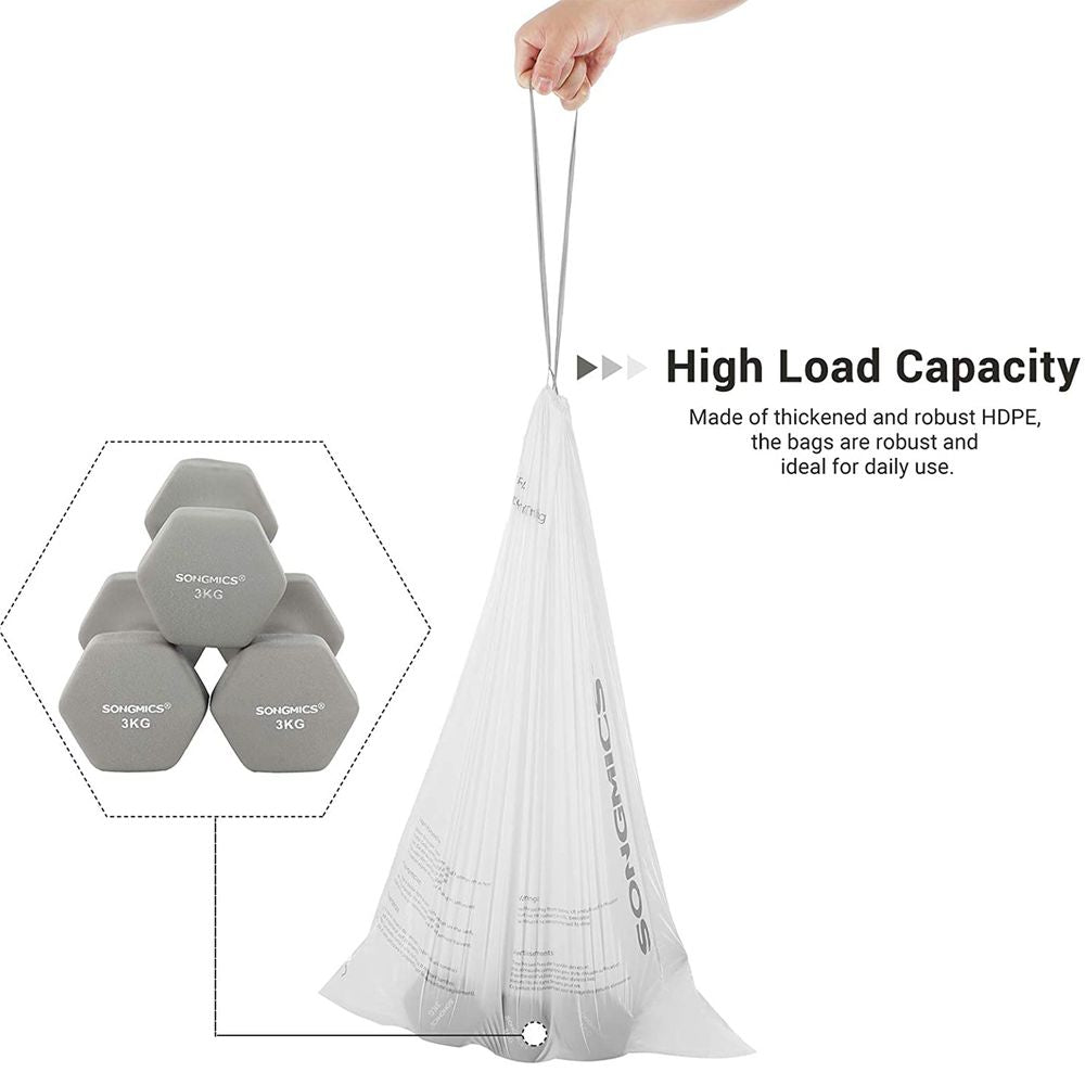 Songmics Heavy-Duty 8-Gallon (30L) Drawstring Trash Bags – Leak & Tear Resistant
