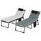 Outdoor Lounge Chair Set of 2, Folding Chaise Lounge Tanning Chair with Cushion, Side Pocket, Black/Grey