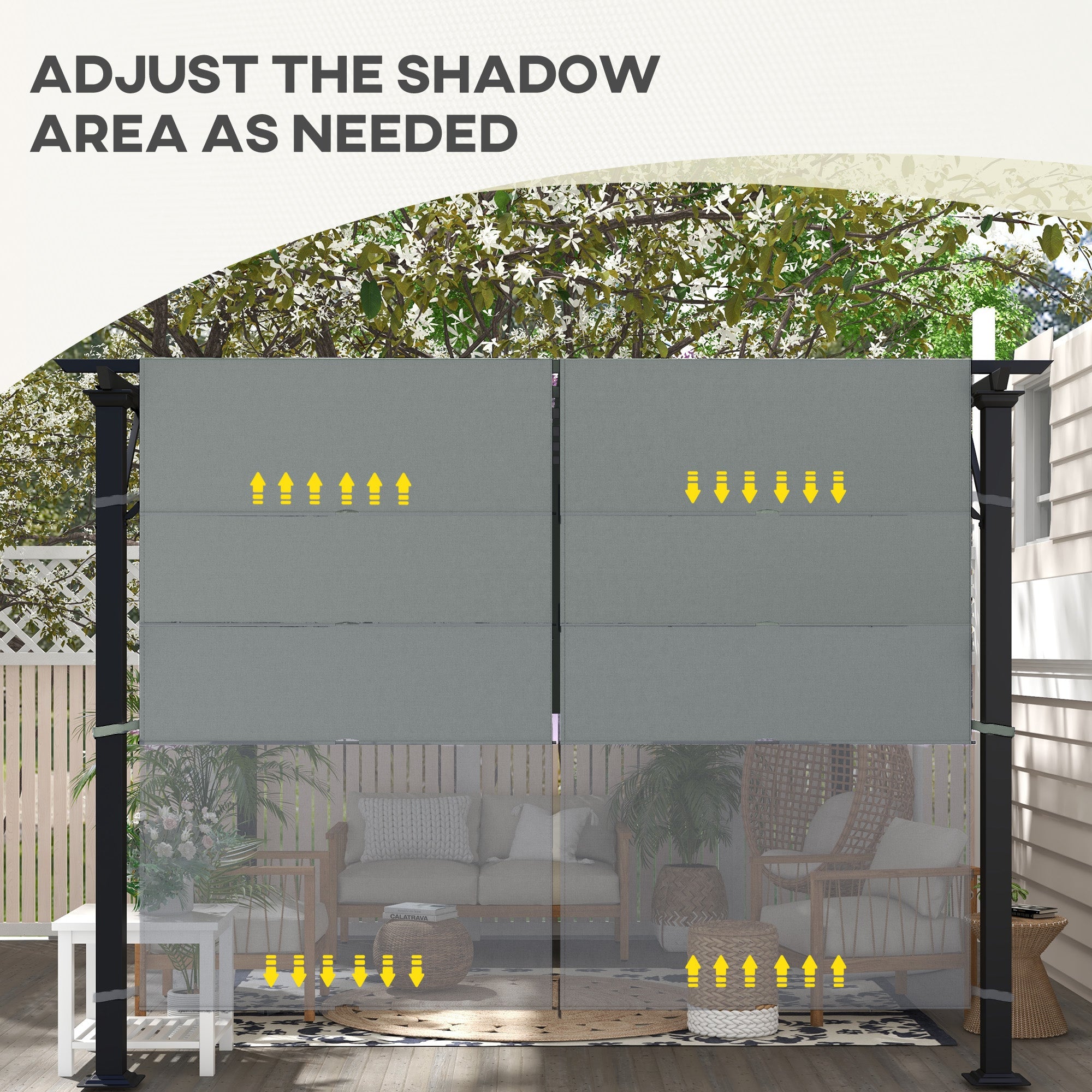 Outsunny 2 Pcs UV Protection Pergola Replacement Canopy, Pergola Shade Cover, Easy to Install, for 10' x 10' Pergola, Dark Grey 
