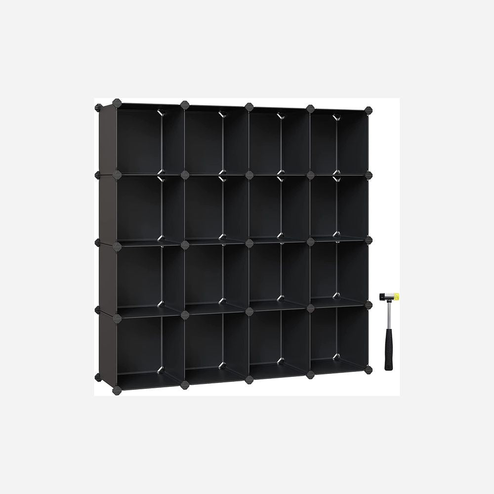SONGMICS Cube Storage Organizer, 16-Cube Modular Shelving Unit, Black