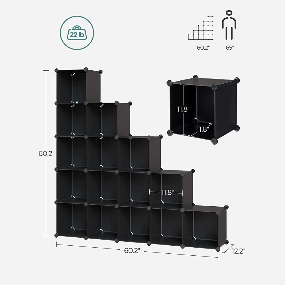 SONGMICS Cube Storage Organizer, 16-Cube Modular Shelving Unit, Black