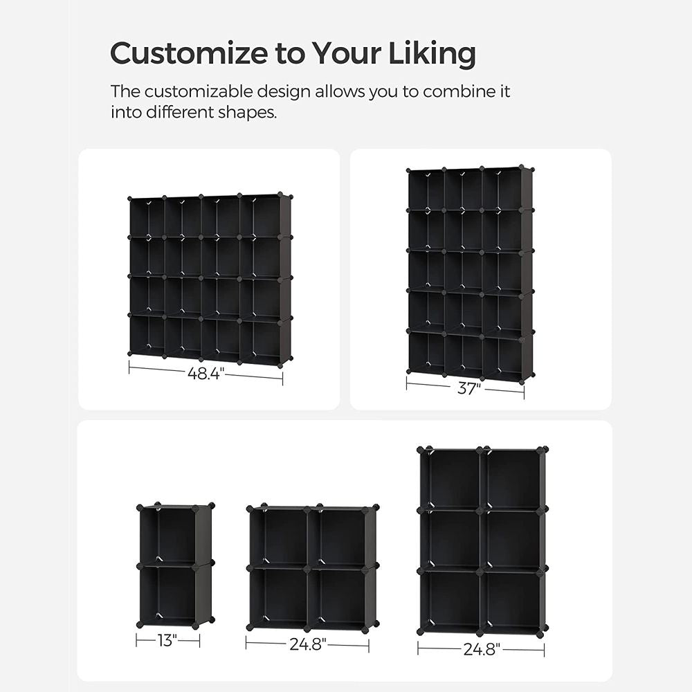 SONGMICS Cube Storage Organizer, 16-Cube Modular Shelving Unit, Black