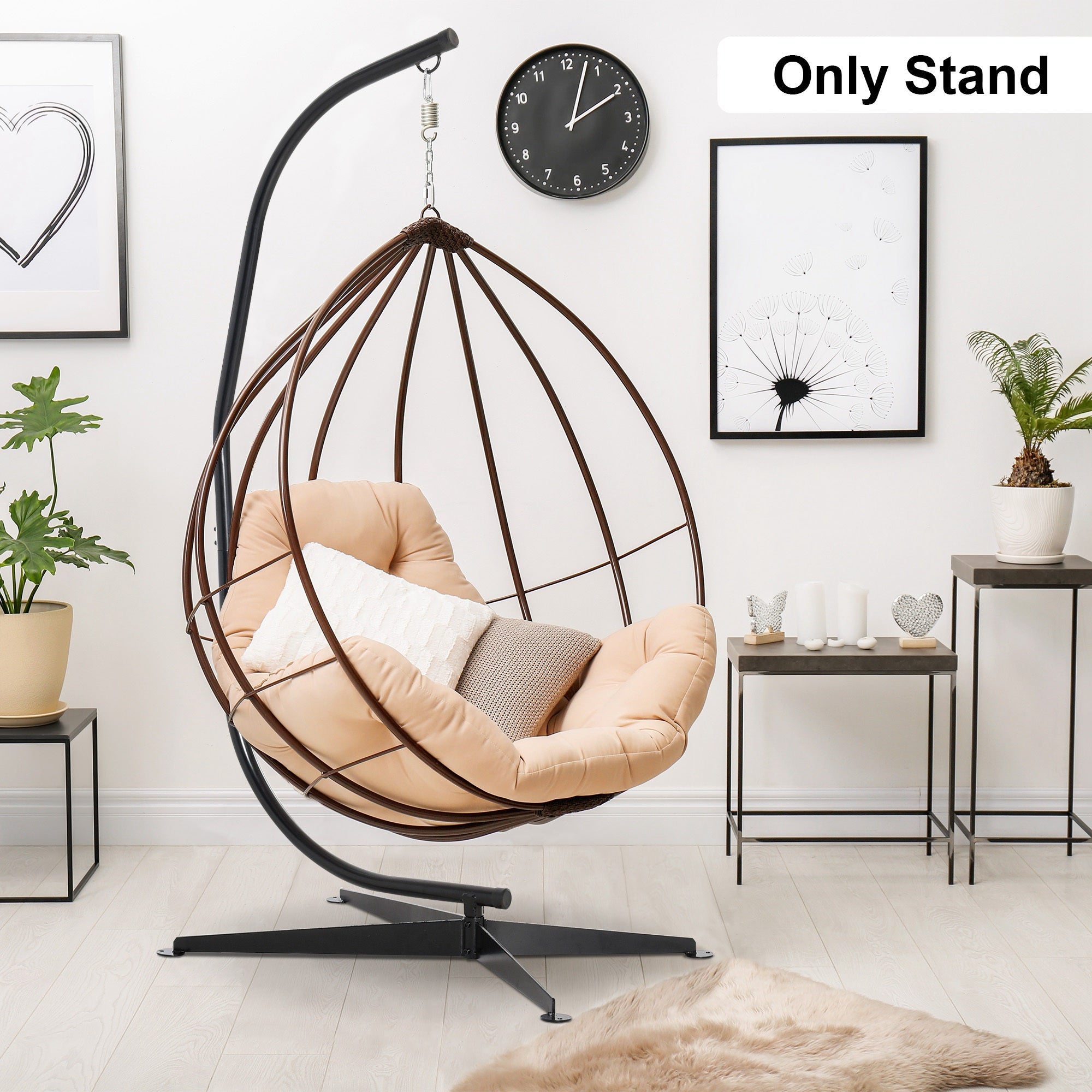 Outsunny Hanging Hammock Chair Stand C Stand Steel for Indoor Outdoor Air Porch Swing Chair 