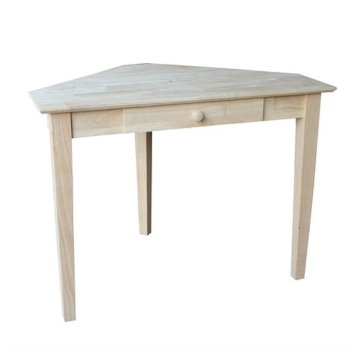 Unfinished Wood Corner Desk Laptop Computer Writing Table with Drawer - Free Shipping