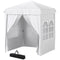 Outsunny 6.7' x 6.7' Pop-Up Canopy Tent with Sidewalls, Height-Adjustable, Carry Bag Included, for Outdoor, Garden, Patio, White
