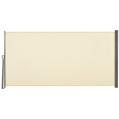 Outsunny Retractable Side Awning 118" x 63" UV Wind Resistant Outdoor Privacy Screen Folding Patio Cream White 
