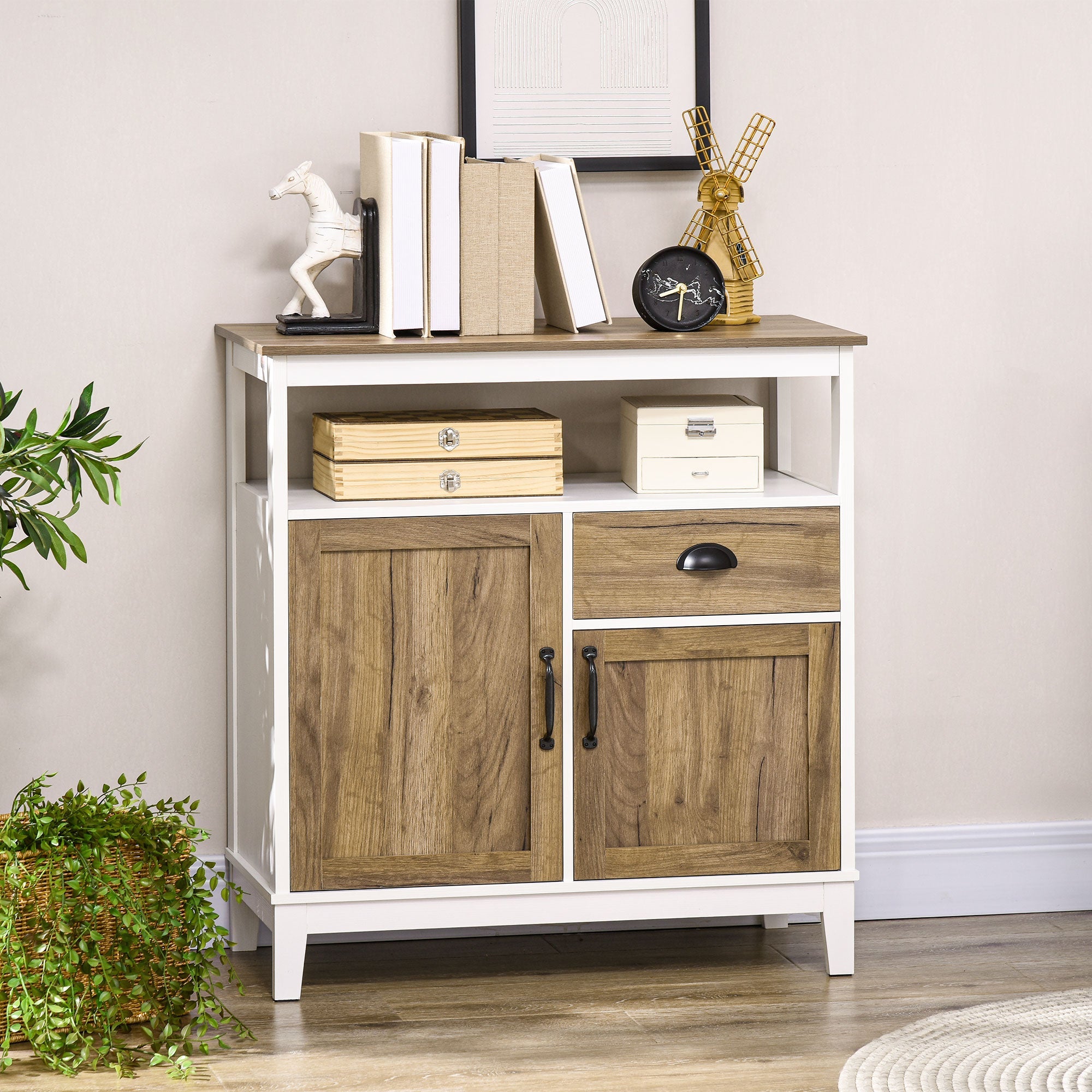 HOMCOM Storage Cabinet, Freestanding Sideboards and Buffets with Doors, Drawer for Dining Room, Living Room, Bedroom 