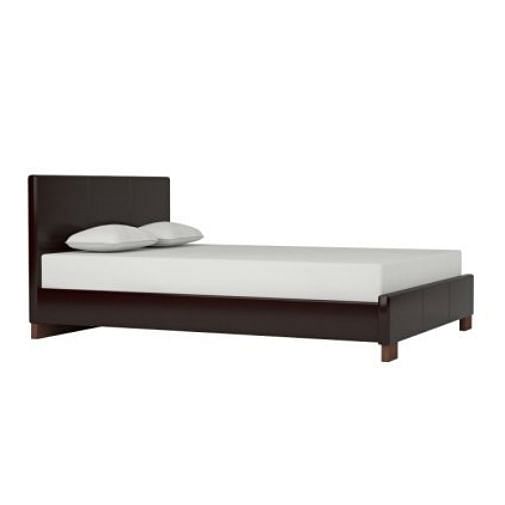 Queen size Dark Brown Faux Leather Upholstered Platform Bed Frame with Headboard - Free Shipping 