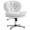 Computer Desk Chair, Armless Office Chair with Wide Padded Seat and Adjustable Height, White