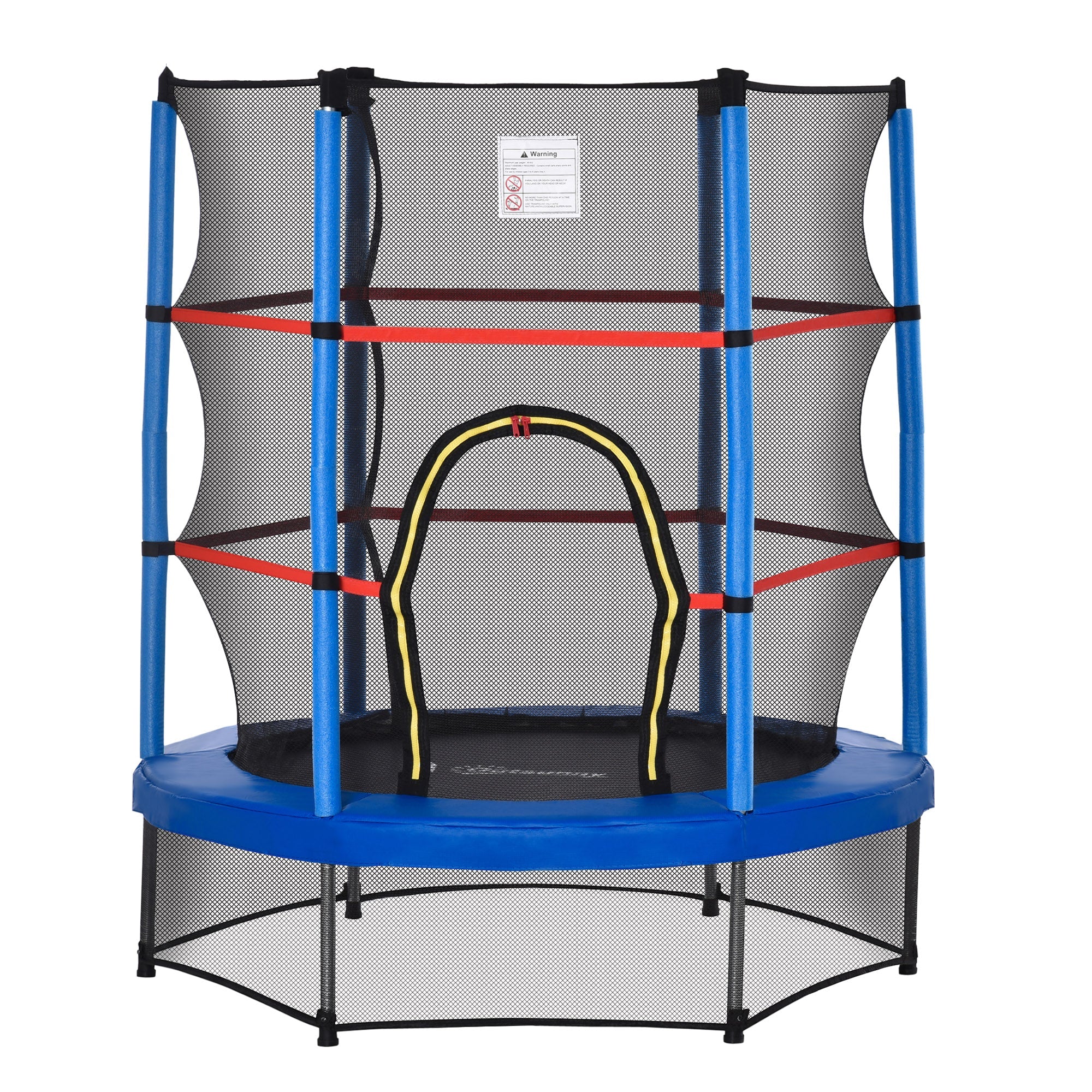 Outsunny 55" Kids Trampoline Enclosure Net Steel Frame Indoor Round Bouncer Rebounder 3-6 Years Blue Toy 