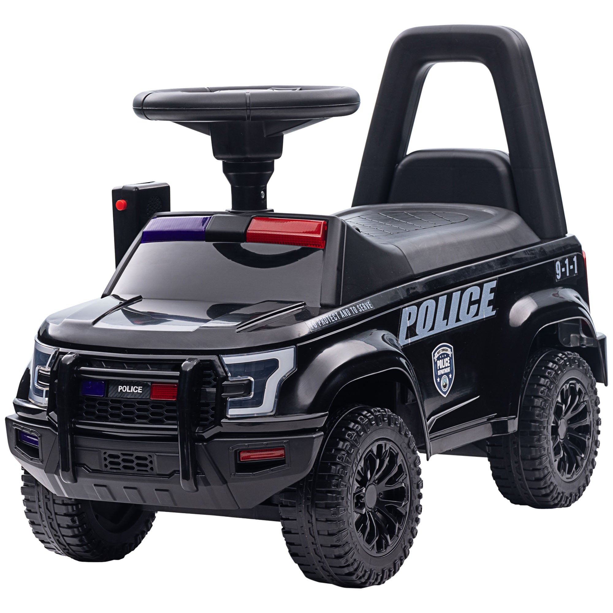 Aosom Kids Ride On Push Car Sliding Car Hidden Storage Foot-to-Floor Design Black Push Vehicle Toy 