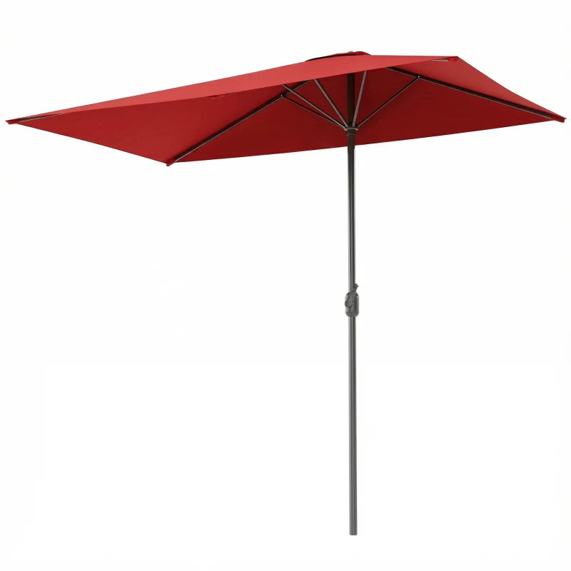 8ft Half Round Umbrella Outdoor Balcony Parasol Patio Garden Outdoor Window Sun Shade w/ 5 Ribs