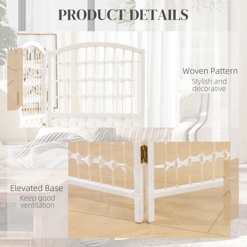 8 Panel Folding Room Divider, Portable Privacy Screen, Wave Fiber Room Partition for Home Office, White