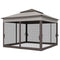 Outsunny 11'x11' Pop Up Canopy 2-Tier Soft Top Event Tent Netting Carry Bag Patio Backyard Garden Grey