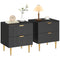 Bedside Table Set of 2, Modern Nightstand with 2 Drawers, Side End Table with Metal Legs for Living Room, Bedroom, Black