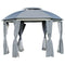 Outsunny 12'x12' Dome Outdoor Patio Gazebo Canopy with Netting Sidewalls Curtains Double Vented Roof Dark Grey