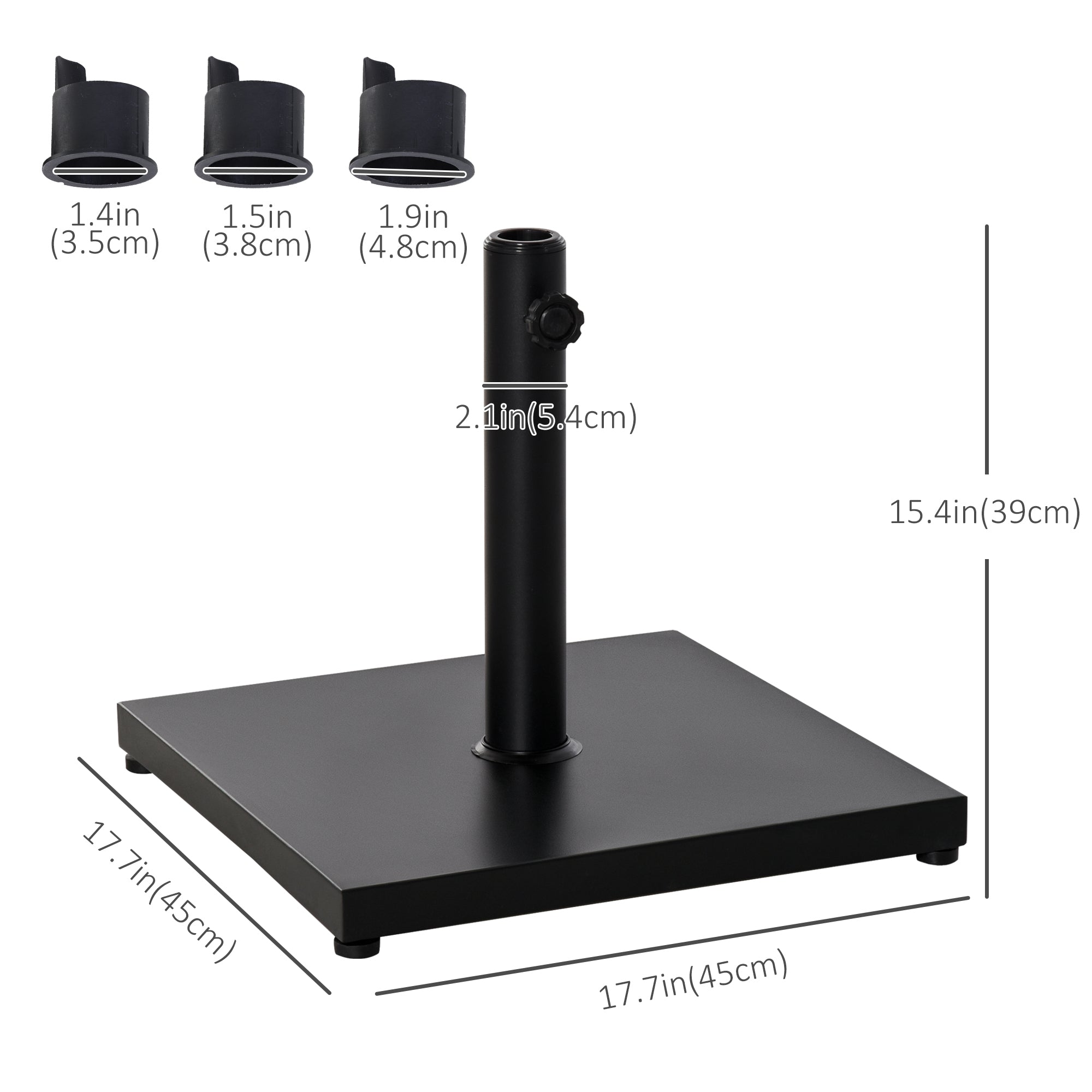 Outsunny Steel Parasol Base: Φ30/35/38MM 40lbs Adjustable Knob Umbrella Stand for Outdoor Patio Garden, Black 
