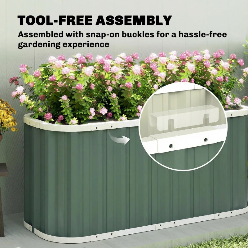 Galvanized Raised Garden Bed, Deep Rot Planter Box, Outdoor Garden Bed with Plant Labels, 5' x 2' x 2', Light Green