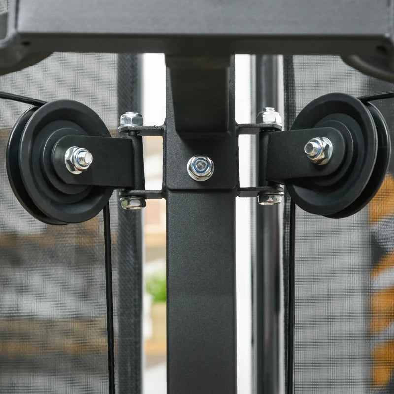 Soozier Multi Home Gym Equipment, Workout Station with Sit up Bench, Push up Stand, Dip Station, 143lbs Weights
