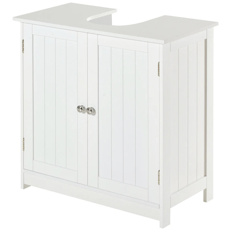 Bathroom Vanity, 24" Pedestal Sink Bathroom Vanity Furniture with 2 Doors and Shelf, White