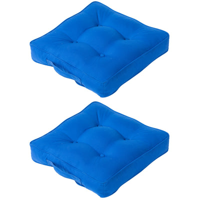Outsunny 2-Piece Outdoor Patio Chair Cushions Set Replacement with Button Tufted Navy Blue 