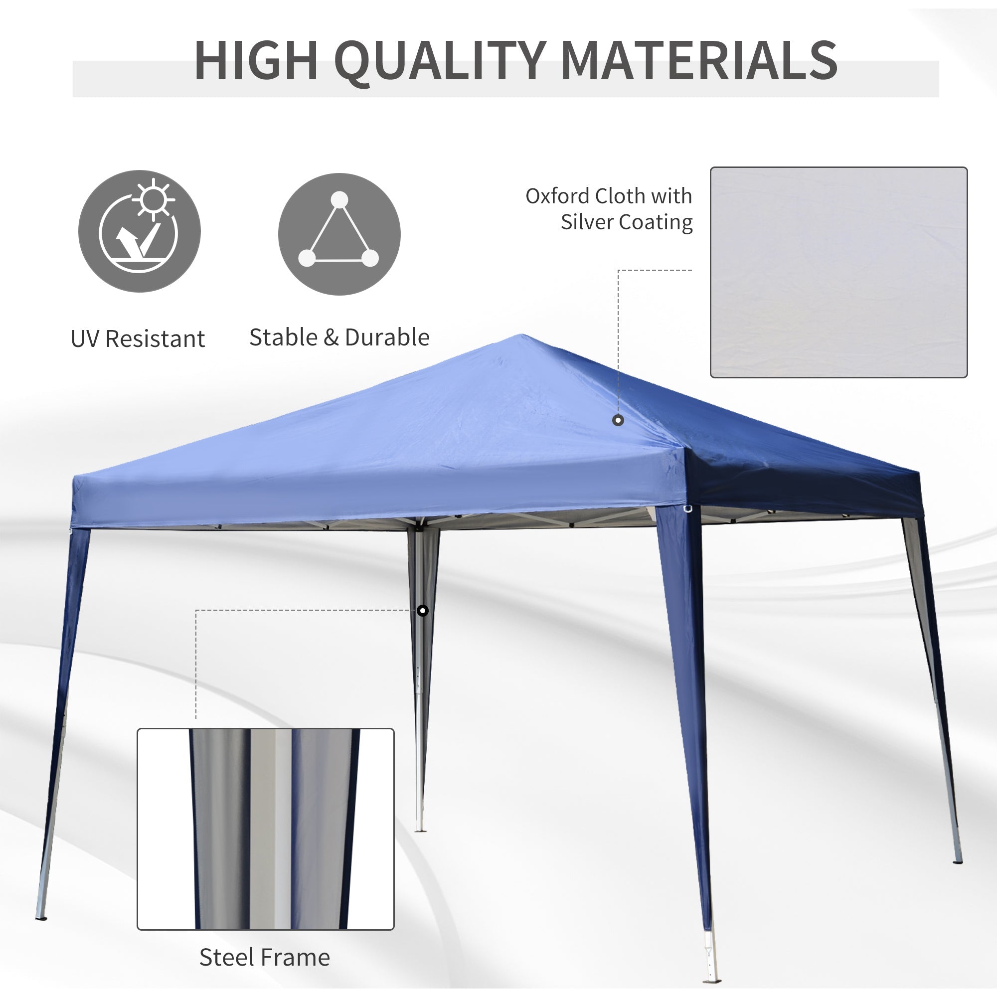 Outsunny 10x10ft Folding Pop Up Tent Outdoor Gazebo Canopy w/ Carrying Bag Blue 