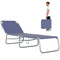 Folding Outdoor Lounge Chair Reclining Tanning Chair with Breathable Mesh Fabric for Patio Garden Pool, Navy Blue