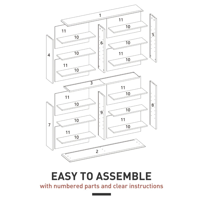 8-Tier DVD Shelf with 12 Adjustable Shelves, Double CD Shelf, Holds 720 CDs, 396 DVDs or 396 Blu-rays, White