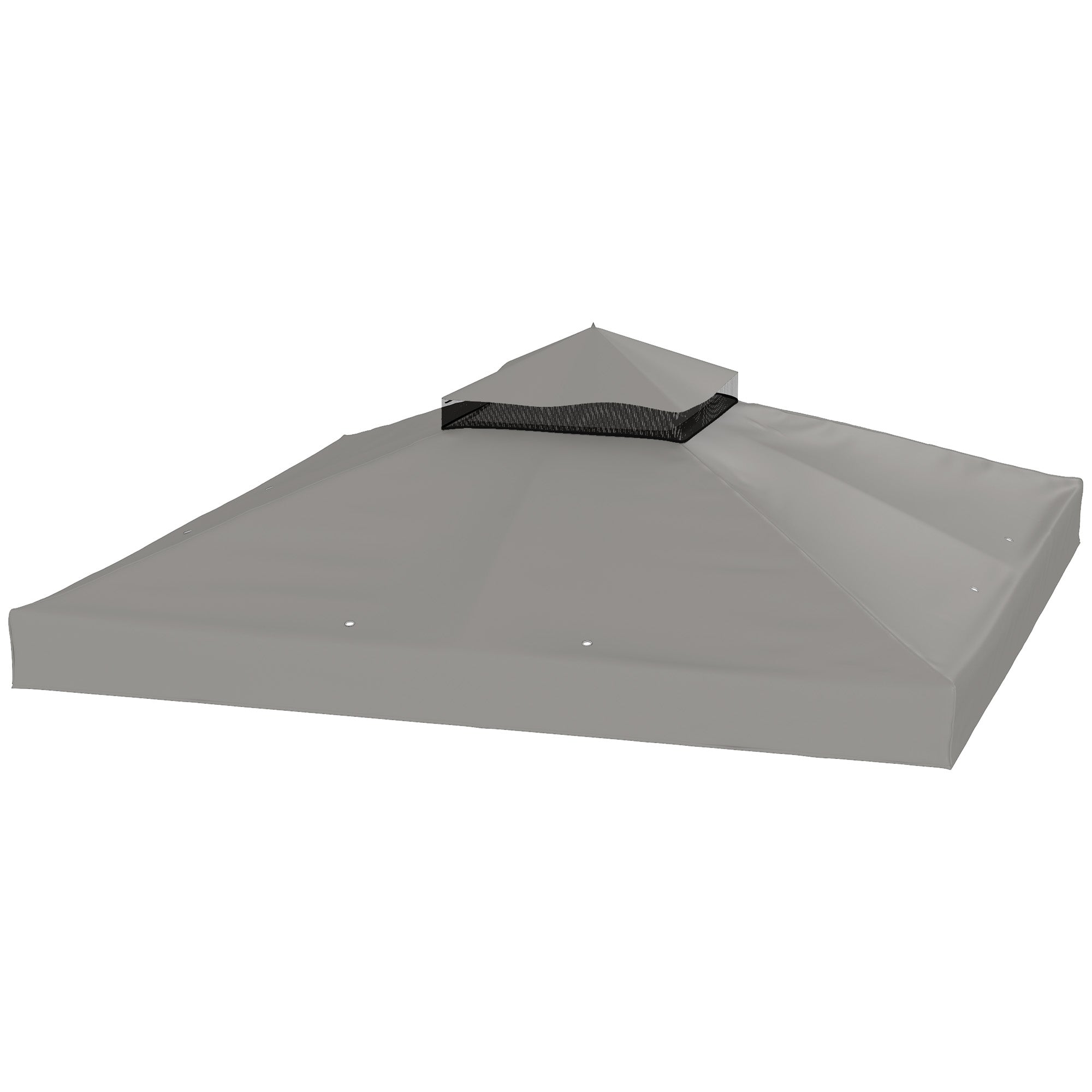 Outsunny 10' x 10' Gazebo Canopy Replacement Cover, 2-Tier Garden Gazebo Roof Replacement, UPF30+, TOP COVER ONLY, Grey 
