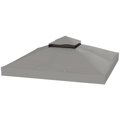 Outsunny 10' x 10' Gazebo Canopy Replacement Cover, 2-Tier Garden Gazebo Roof Replacement, UPF30+, TOP COVER ONLY, Grey 
