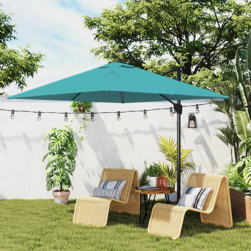 8'x8' Square Patio Hanging Offset Umbrella, Outdoor Cantilever Parasol w/ Cross Base, Blue