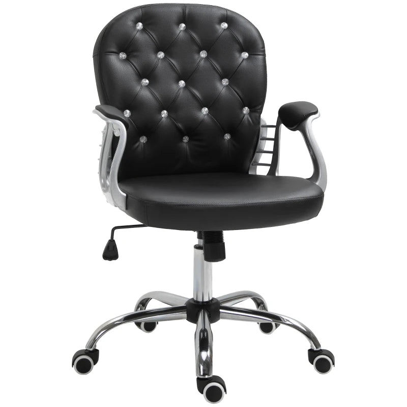 Office Chair, Comfortable Computer Desk Chair with Padded Seat and Adjustable Height, Tufted Back, Black